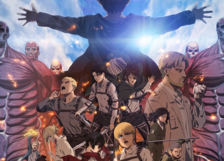 진격의 거인을 상징하는 거대한 벽과 긴장감 있는 분위기의 이미지